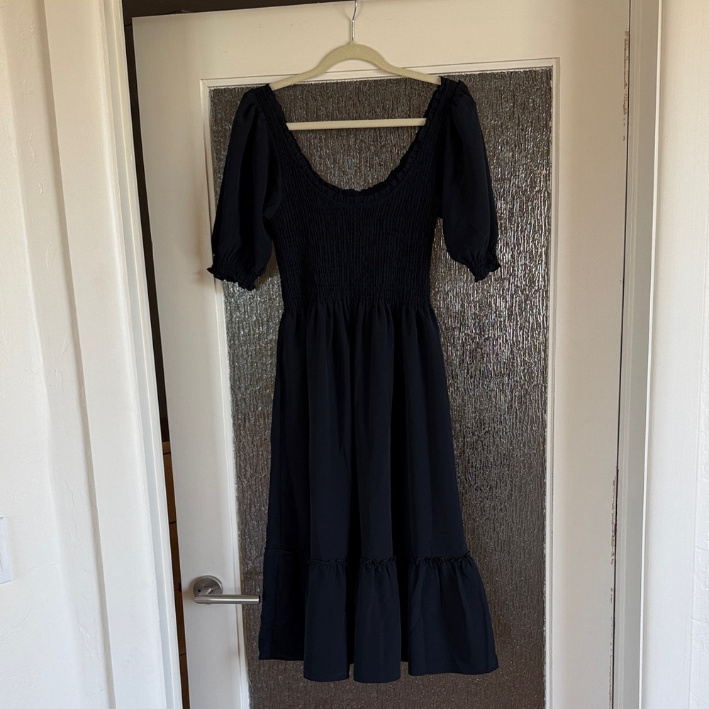 Hill House Home Louisa Nap dress in Wrinkle Resistant Black Crepe